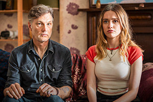 Daddy Issues. Image shows left to right: Malcolm (David Morrissey), Gemma (Aimee Lou Wood). Credit: BBC, James Stack