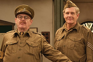 Dad's Army - The Lost Episodes. Image shows from L to R: Captain Mainwaring (Kevin McNally), Sergeant Wilson (Robert Bathurst). Copyright: UKTV Dad's Army - The Lost Episodes. Image shows from L to R: Captain Mainwaring (Kevin McNally), Sergeant Wilson (Robert Bathurst). Copyright: UKTV