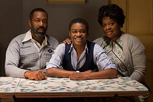 Danny & The Human Zoo. Image shows from L to R: Samson Fearon (Lenny Henry), Danny Fearon (Kascion Franklin), Myrtle Fearon (Cecilia Noble). Copyright: Red Production Company