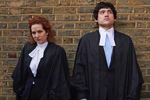 Defending The Guilty. Image shows from L to R: Caroline Bratt (Katherine Parkinson), Will Packham (Will Sharpe). Copyright: Big Talk Productions