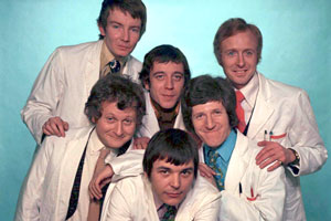 Doctor In The House. Image shows from L to R: Danny Hooley (Jonathan Lynn), Dave Briddock (Simon Cuff), Duncan Waring (Robin Nedwell), Mike Upton (Barry Evans), Paul Collier (George Layton), Dick Stuart-Clark (Geoffrey Davies)