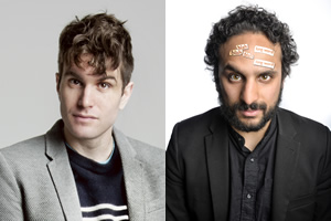 Comedians Solve World Problems. Image shows from L to R: Joel Dommett, Nish Kumar