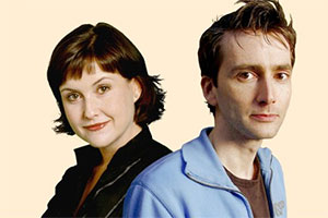 Double Income, No Kids Yet. Image shows from L to R: Lucy (Elizabeth Carling), Daniel (David Tennant). Copyright: BBC