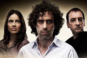 ElvenQuest. Image shows from L to R: Penthiselea (Ingrid Oliver), Sam (Stephen Mangan), Lord Darkness (Alistair McGowan). Copyright: BBC