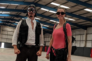 Enter The Agency. Image shows from L to R: Nights-man (James Rutherford), Elise (Elizabeth West)