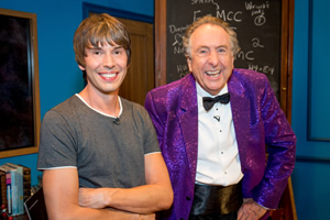 The Entire Universe. Image shows from L to R: Brian Cox, Eric Idle. Copyright: BBC / Guy Levy