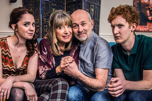 Fail. Image shows from L to R: Claire (Ruby Thomas), Helen (Julia Deakin), Marshall (Vincent Franklin), Paul (Will Merrick). Copyright: The Comedy Unit