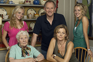 Fear, Stress And Anger. Image shows from L to R: Chloe (Georgia Tennant), Gran (Eileen Essell), Martin (Peter Davison), Julie (Pippa Haywood), Lucy (Daisy Aitkens)