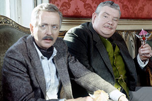 Ffizz. Image shows from L to R: Hugo Walker (Benjamin Whitrow), Jack Mowbray (Richard Griffiths). Copyright: Thames Television