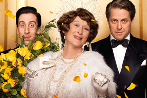 Florence Foster Jenkins. Image shows from L to R: Cosmé McMoon (Simon Helberg), Florence Foster Jenkins (Meryl Streep), St Clair Bayfield (Hugh Grant)