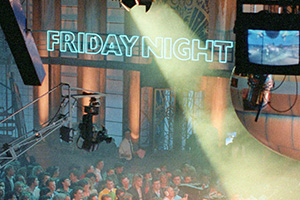 The Friday Night Live sign in the studio. Credit: London Weekend Television