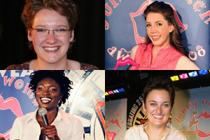 Funny Women Awards winners. Image shows from L to R: Sarah Millican, Andi Osho, Katherine Ryan, Zoe Lyons