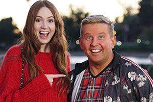 Gary Goes To Hollywood. Image shows from L to R: Karen Gillan, Gary McLintoch (Greg McHugh). Copyright: Objective Productions