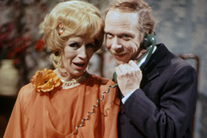 George & Mildred. Image shows from L to R: Mildred Roper (Yootha Joyce), George Roper (Brian Murphy). Copyright: Thames Television