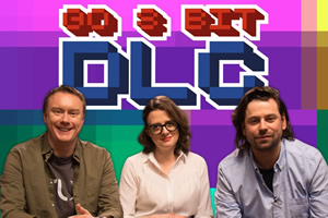 Go 8 Bit DLC. Image shows from L to R: Steve McNeil, Ellie Gibson, Sam Pamphilon. Copyright: DLT Entertainment Ltd.