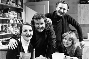 The Good Life. Image shows from L to R: Margo Leadbetter (Penelope Keith), Tom Good (Richard Briers), Jerry Leadbetter (Paul Eddington), Barbara Good (Felicity Kendal). Copyright: BBC