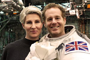 Ground Control. Image shows from L to R: Tess (Tamsin Greig), Scott (Adam James). Copyright: BBC