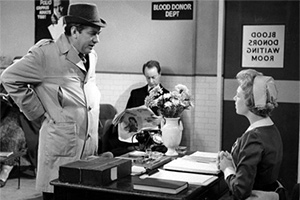 Hancock's Half Hour. Image shows from L to R: Anthony Aloysius St John Hancock (Tony Hancock), Donor (Frank Thornton), Nurse (June Whitfield)