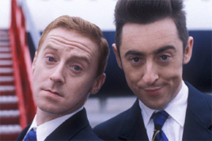 The High Life. Image shows left to right: Steve McCracken (Forbes Masson), Sebastian Flight (Alan Cumming)