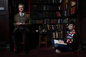 How Europe Stole My Mum. Image shows from L to R: Mr. Librarian (Harry Enfield), Kieran Hodgson