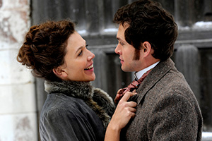 Hysteria. Image shows left to right: Charlotte Dalrymple (Maggie Gyllenhaal), Dr. Mortimer Granville (Hugh Dancy)