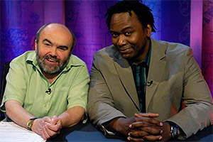 It's Only A Theory. Image shows from L to R: Andy Hamilton, Reginald D Hunter. Copyright: Hat Trick Productions