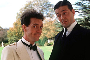 Jeeves And Wooster. Image shows from L to R: Bertie Wooster (Hugh Laurie), Jeeves (Stephen Fry)