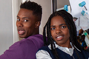 Jobless. Image shows left to right: Kenny (Moses Alexander), Tai (Francesca Amewudah-Rivers)