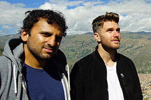 Joel & Nish Vs The World. Image shows from L to R: Nish Kumar, Joel Dommett. Copyright: Rumpus Media