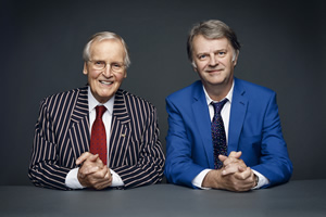 Just A Minute. Image shows from L to R: Nicholas Parsons, Paul Merton. Copyright: BBC