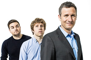 The Last Leg. Image shows from L to R: Alex Brooker, Josh Widdicombe, Adam Hills