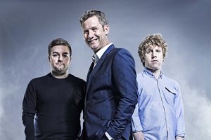 The Last Leg. Image shows from L to R: Alex Brooker, Adam Hills, Josh Widdicombe