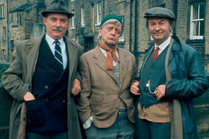 Last Of The Summer Wine. Image shows from L to R: Cyril Blamire (Michael Bates), William 'Compo' Simmonite (Bill Owen), Norman Clegg (Peter Sallis). Copyright: BBC