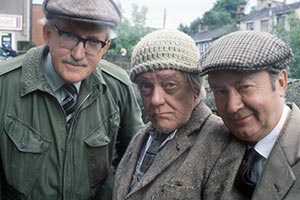 Last Of The Summer Wine. Image shows from L to R: Walter C. 'Foggy' Dewhurst (Brian Wilde), William 'Compo' Simmonite (Bill Owen), Norman Clegg (Peter Sallis). Copyright: BBC