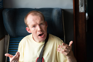 Lost Voice Guy's Comedy Short. Mark (Lee Ridley). Copyright: Open Mike Productions