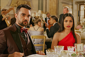 Love Wedding Repeat. Image shows from L to R: Chaz (Allan Mustafa), Amanda (Freida Pinto)