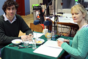 Lunch. Image shows from L to R: Bill (Stephen Mangan), Bella (Claire Skinner). Copyright: BBC