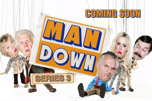 Man Down. Image shows from L to R: Mum (Gwyneth Powell), Nesta (Stephanie Cole), Dan (Greg Davies), Jo (Roisin Conaty), Brian (Mike Wozniak)