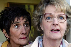 Margery And Gladys. Image shows from L to R: Gladys Gladwell (June Brown), Margery Heywood (Penelope Keith)