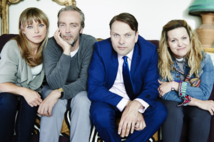 Marley's Ghosts. Image shows from L to R: Marley Wise (Sarah Alexander), Adam Wise (John Hannah), Michael Walton (Nicholas Burns), Vicar (Jo Joyner)