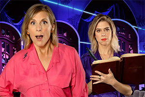 Mel Giedroyc: Unforgivable. Image shows from L to R: Mel Giedroyc, Lou Sanders