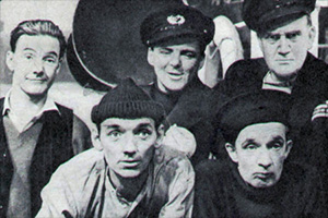 Mess Mates. Image shows left to right: 'Dapper' Drake (Ronald Hines), 'Croaker' Jones (Sam Kydd), 'Tug' Nelson (Victor Maddern), 'Blarney' Finnigan (Dermot Kelly), Captain Biskett (Archie Duncan)