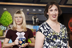 Miranda. Image shows from L to R: Stevie (Sarah Hadland), Miranda (Miranda Hart). Copyright: BBC