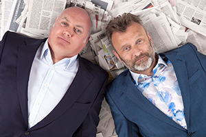 Mock The Week. Image shows from L to R: Dara O Briain, Hugh Dennis. Copyright: Angst Productions