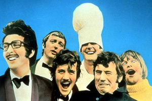 Monty Python's Flying Circus. Image shows from L to R: Eric Idle, Graham Chapman, Michael Palin, John Cleese, Terry Jones, Terry Gilliam. Copyright: BBC