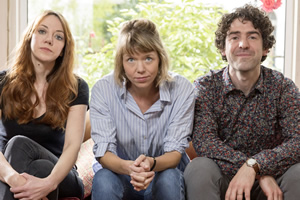 Motherland. Image shows from L to R: Liz (Diane Morgan), Julia (Anna Maxwell Martin), Kevin (Paul Ready)