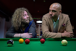 Mr Doom - Behind The 8 Ball. Image shows left to right: Jack (Danny Sutcliffe), Charlie (Danny Parsons)