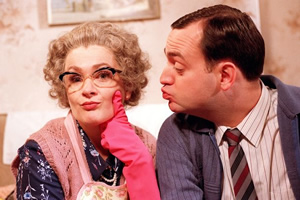 Mrs Merton & Malcolm. Image shows from L to R: Mrs Merton (Caroline Aherne), Malcolm (Craig Cash). Copyright: Granada Television