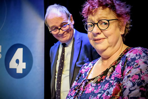 The Museum Of Curiosity. Image shows from L to R: John Lloyd, Jo Brand. Copyright: BBC