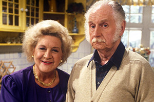 My Husband And I. Image shows from L to R: Nora Powers (Mollie Sugden), George Powers (William Moore). Copyright: Yorkshire Television